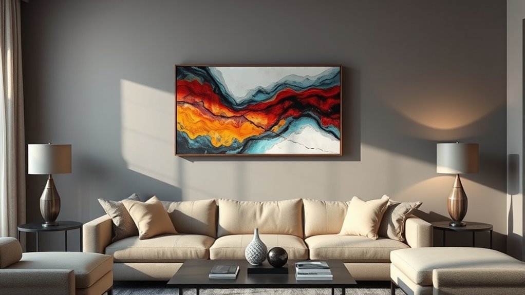 balance artwork with furniture