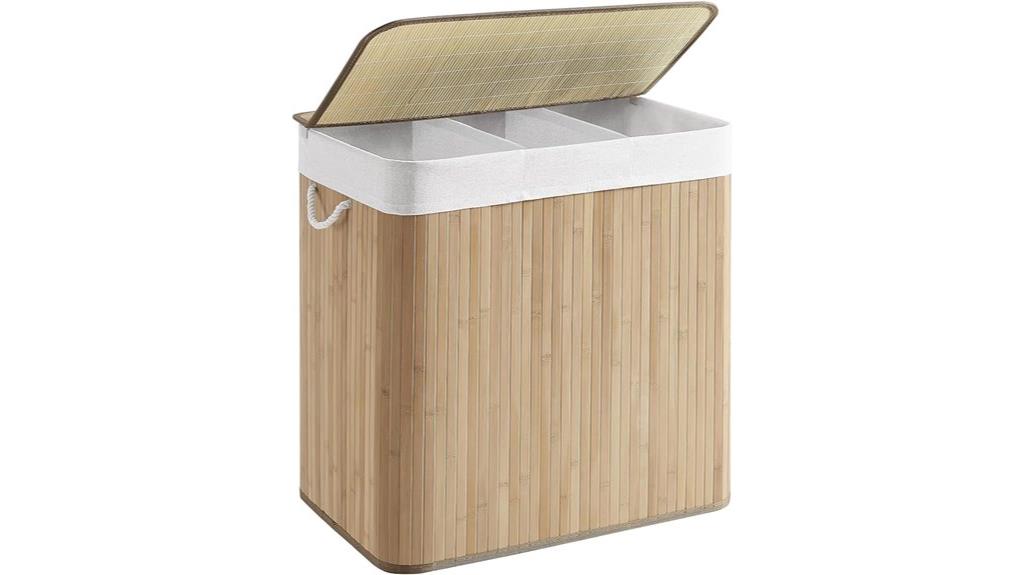 bamboo foldable laundry hamper