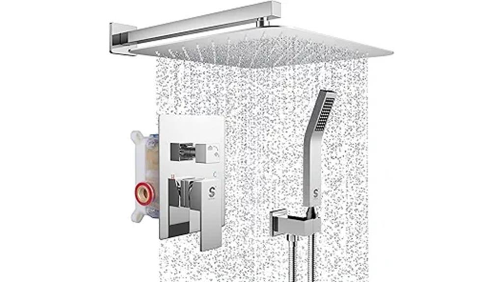 chrome rainfall shower set