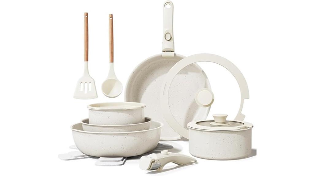 cream white 17 piece cookware