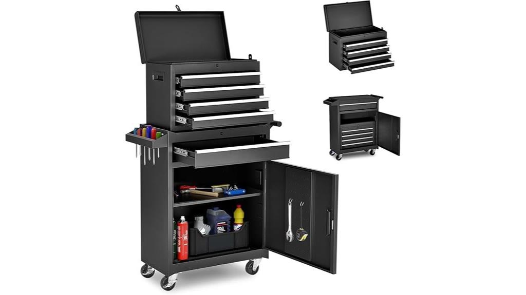five drawer metal cart