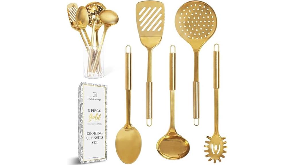gold stainless steel kitchen utensils