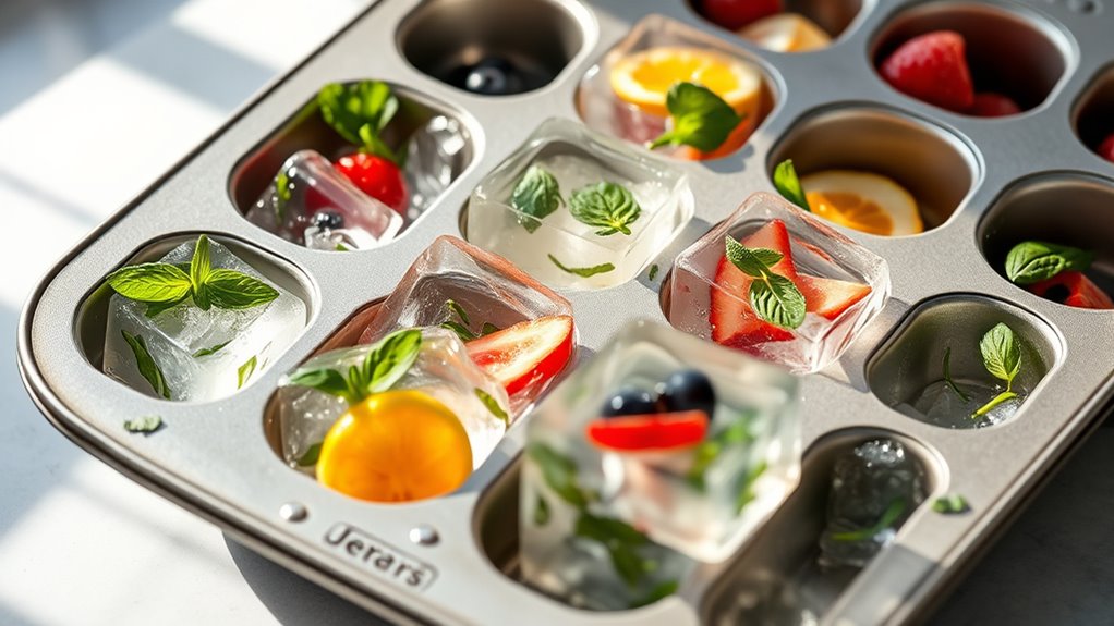 herb and fruit ice cubes