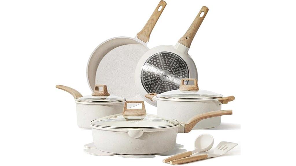 nonstick cookware set with utensils