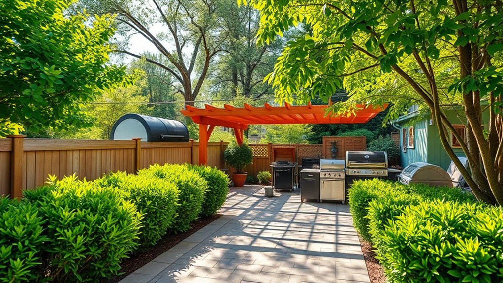 outdoor shade and plantings