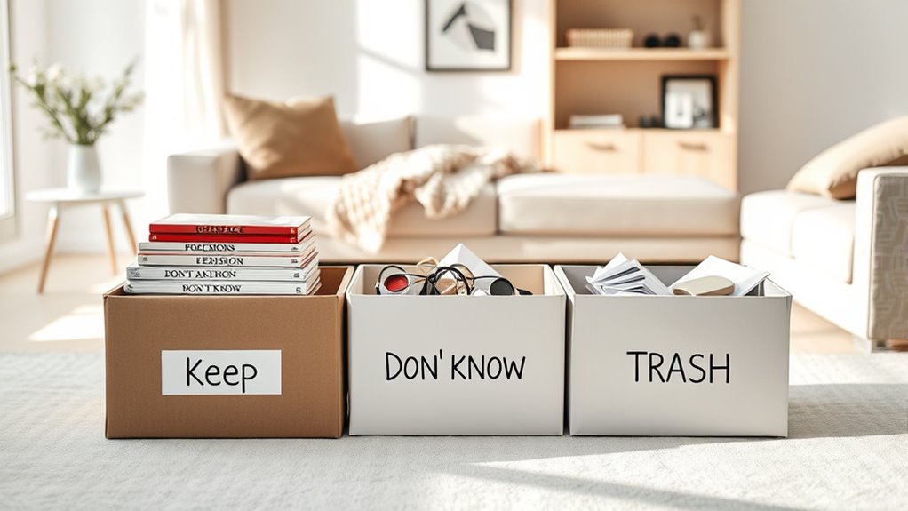 use three box decluttering system