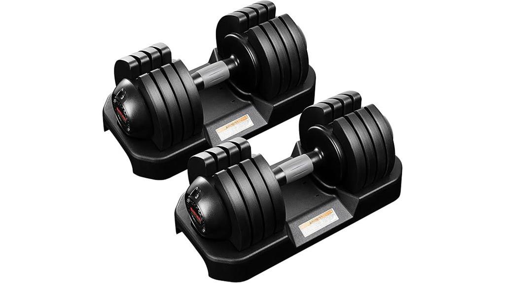 adjustable 52lbs dumbbell set