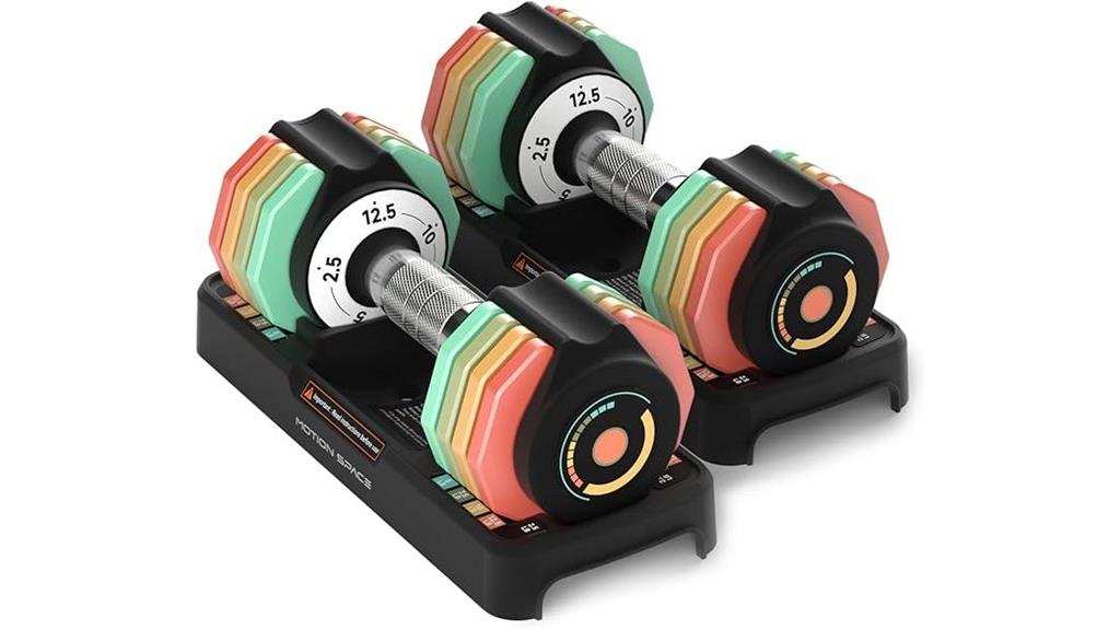 adjustable dumbbells with tray
