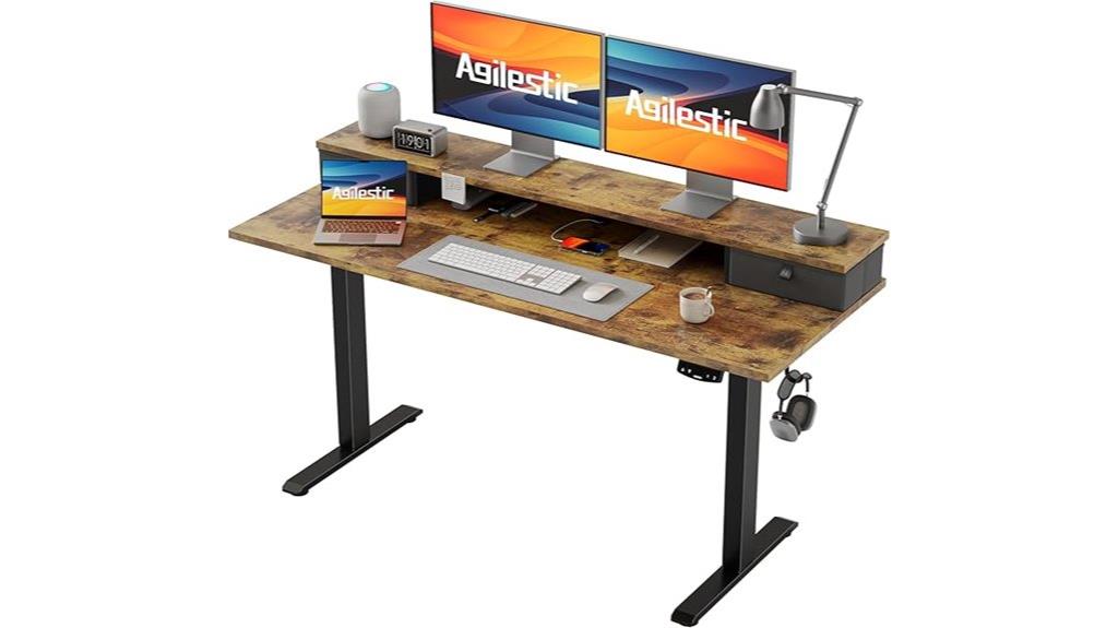 adjustable standing desk with drawers