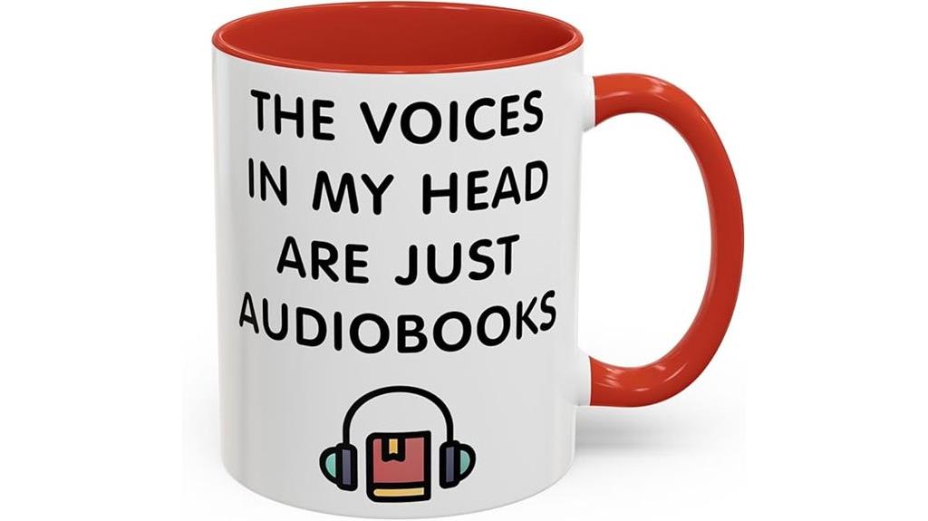 audiobook voice inside mug