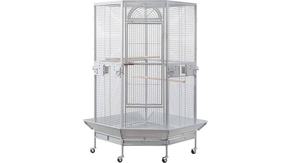 black and white corner cage