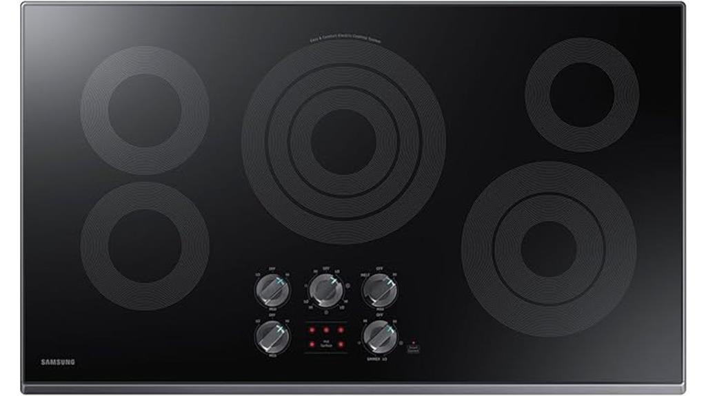 black stainless steel cooktop