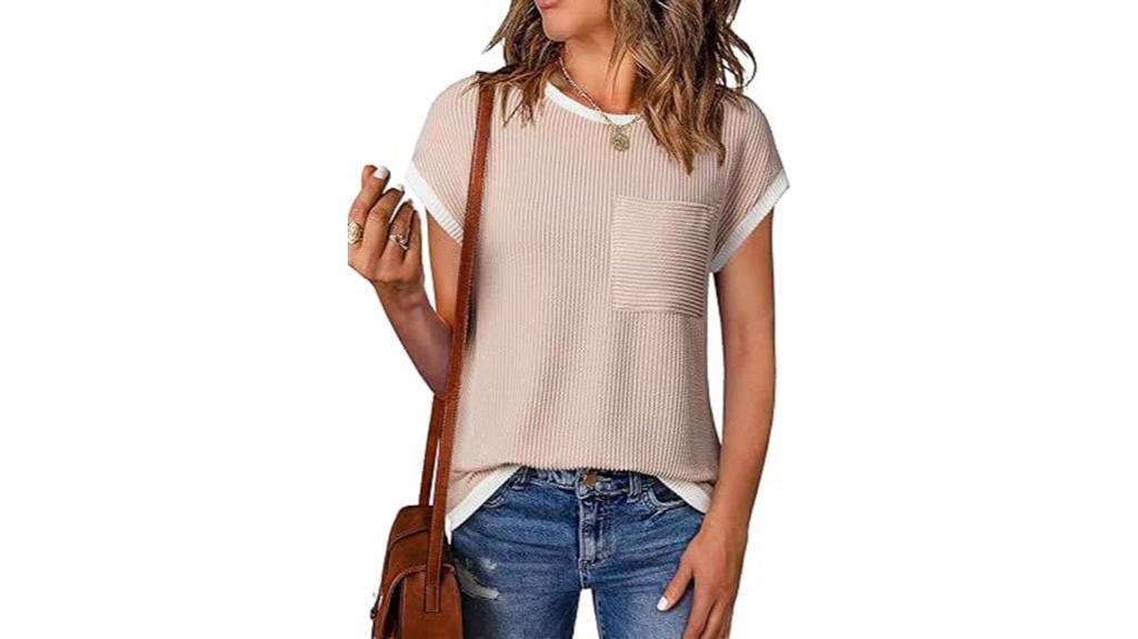 color block ribbed t shirt