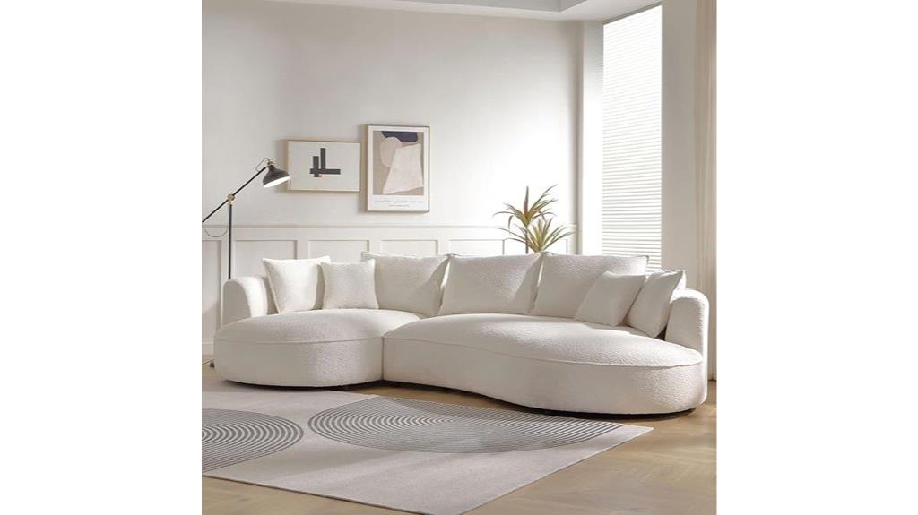 curved boucle sofa