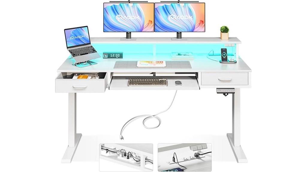 electric desk with storage