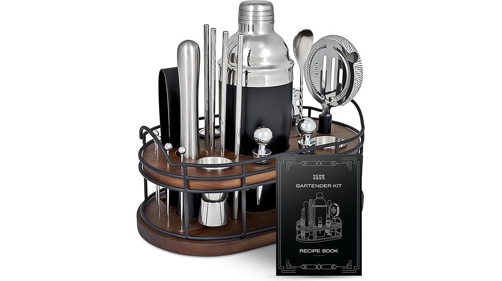 elegant bartender kit with stand
