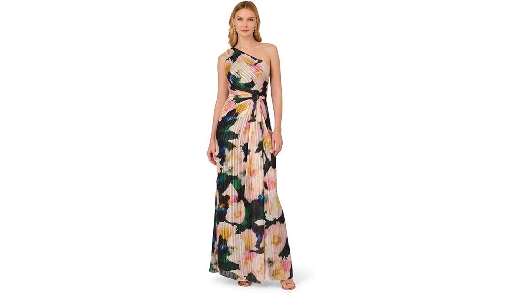 elegant one shoulder chiffon dress