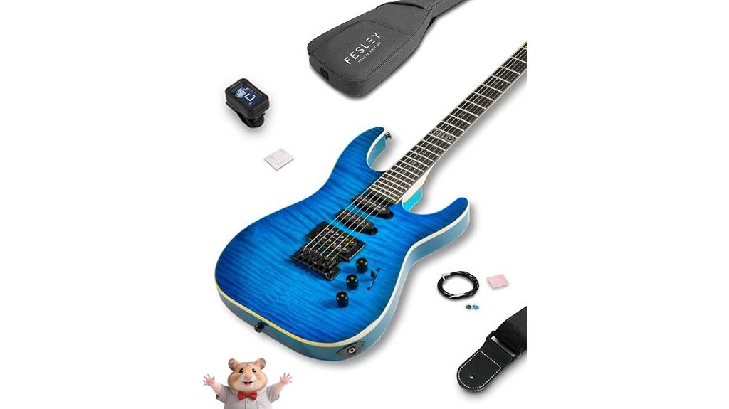 full size blue flame guitar
