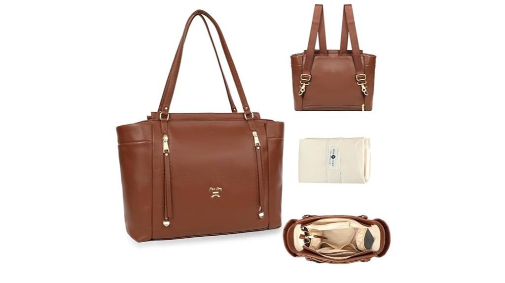 leather diaper tote with accessories