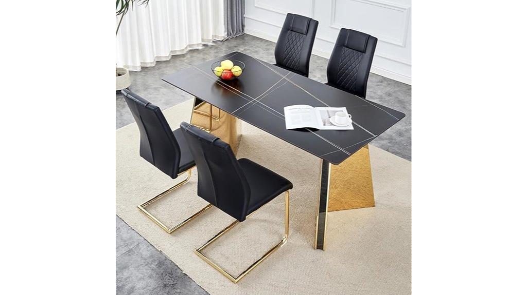 marble top black chairs