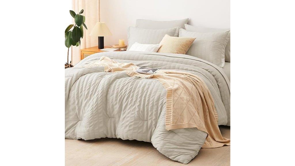 oatmeal seersucker king bed