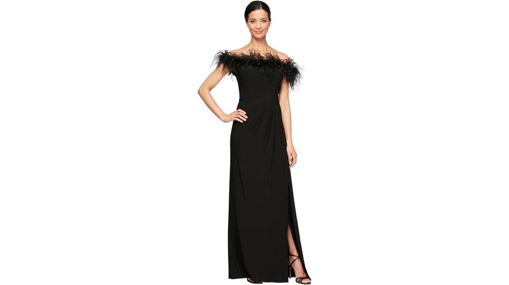 off shoulder gown with slit