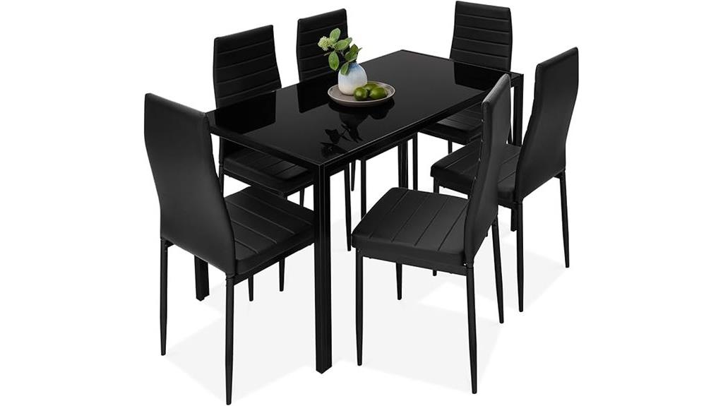 seven piece glass dining set