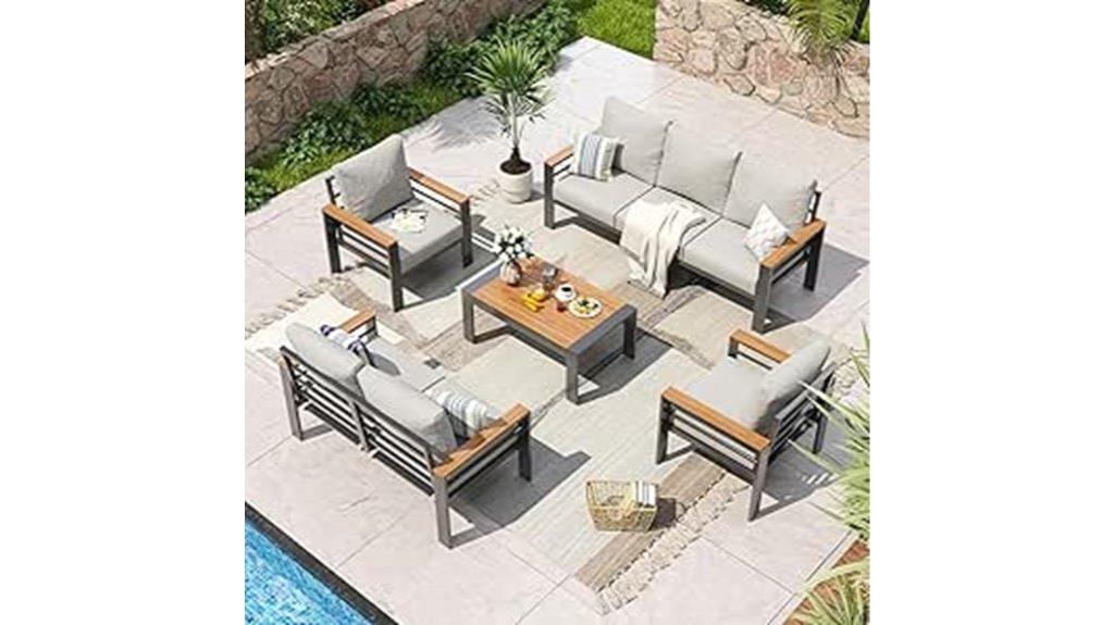 seven seat aluminum patio set