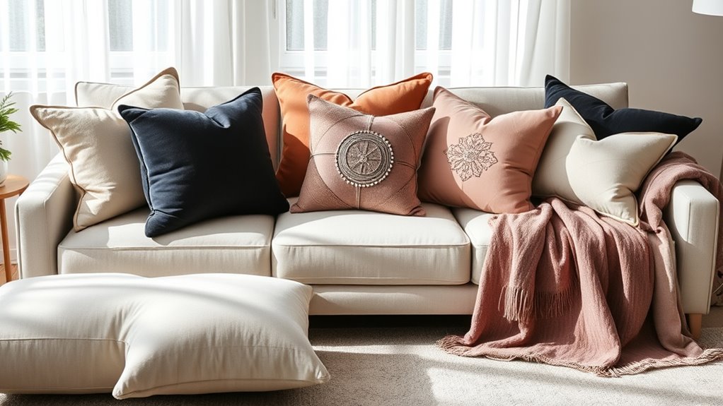 symmetrical decorative pillow setup