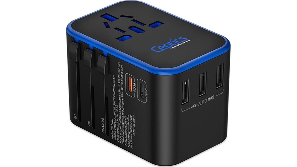 universal travel adapter with dual ports