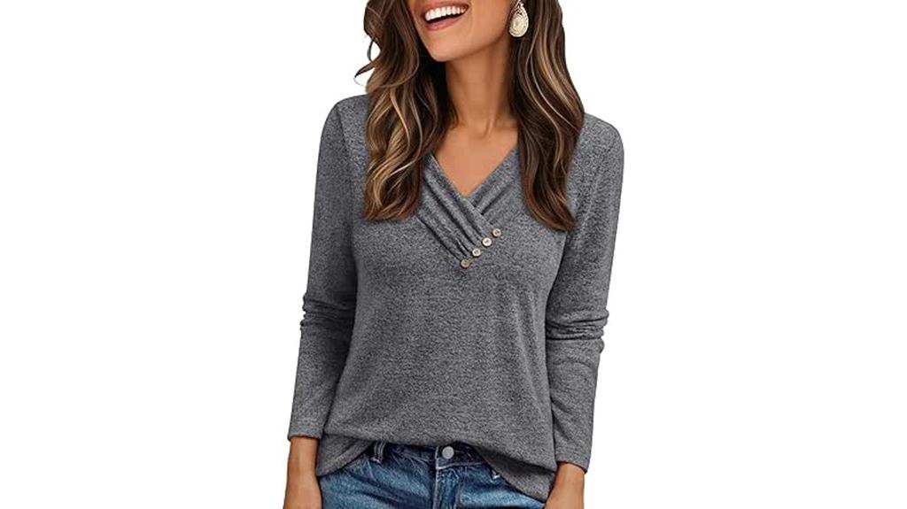 women s v neck button shirt
