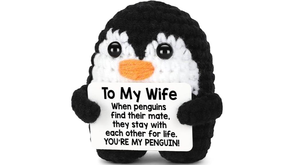 crochet penguin love sign