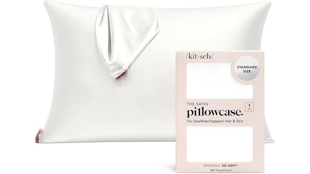 ivory satin pillowcase zipper