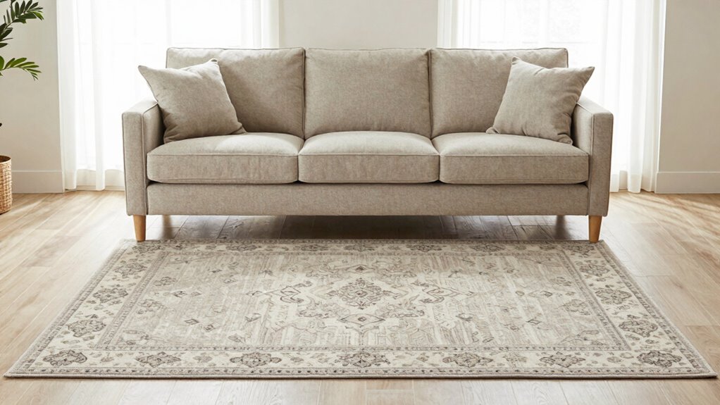 proper rug and sofa alignment