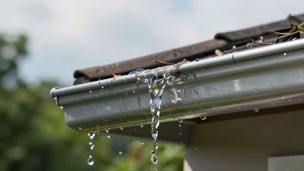 blocked or misaligned downspouts