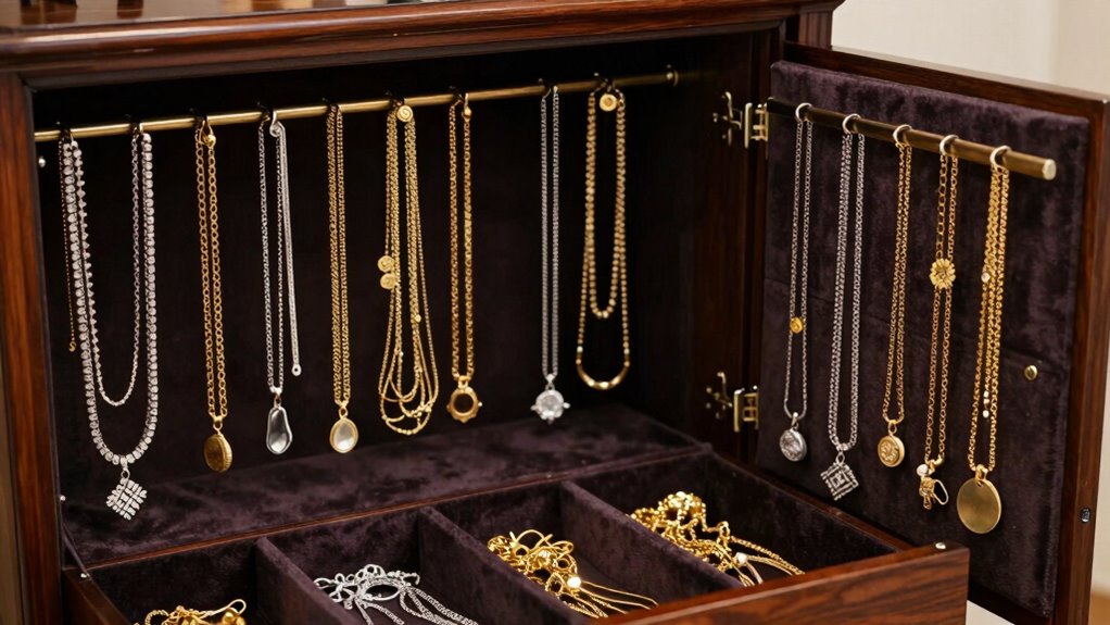 organize long necklace storage
