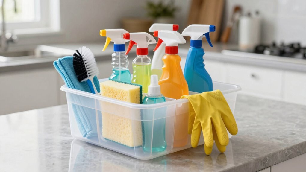 organized cleaning supply storage