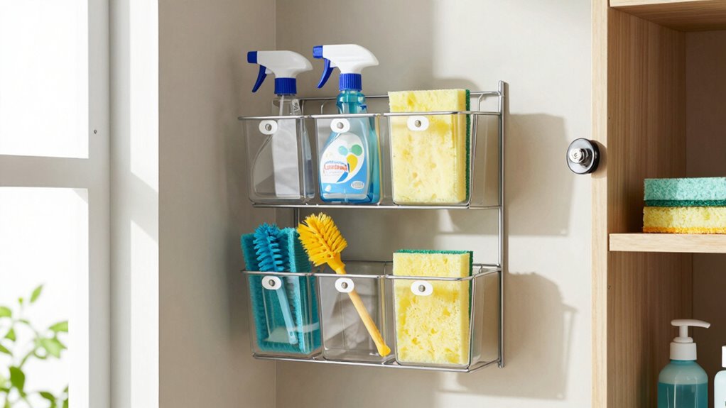 securely organize cleaning supplies
